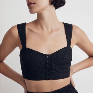 MADWELL LINEN SWEETHEART BRALETTE IN TRUE BLACK SIZE 12 NWT
